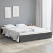 Estructura de cama doble pequeña madera maciza gris 120x190 cm