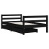 Estructura cama infantil y cajones madera pino negro 80x160