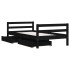 Estructura cama infantil y cajones madera pino negro 80x160