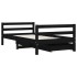 Estructura cama infantil y cajones madera pino negro 80x160