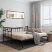 Estructura de sofá cama extraíble de metal negro 90x200 cm