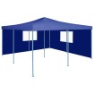 Cenador plegable con 2 paredes azul 5x5 m