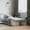 Estructura cama metal con cabecero y pie cama blanca 90x190 cm