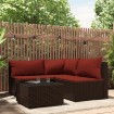 Set muebles de jardín 4 piezas y cojines ratán sintético marrón