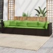 Set muebles de jardín 4 piezas y cojines ratán sintético marrón