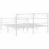 Estructura cama metal con cabecero y estribo blanco 140x200