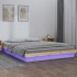 Estructura de cama con LED madera maciza 140x190