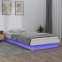 Estructura de cama con LED madera maciza blanca 90x200