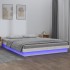 Estructura de cama con LED madera maciza blanca 200x200