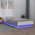 Estructura de cama con LED madera maciza blanca 75x190