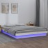 Estructura de cama con LED madera maciza blanca 120x190