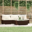 Set muebles de jardín 4 piezas y cojines ratán sintético marrón