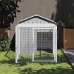 Gallinero con corral acero galvanizado gris claro 117x201x123cm