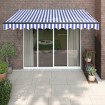 Toldo retráctil aluminio y tela azul y blanco 3,5x2,5 m