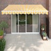 Toldo retráctil aluminio y tela amarillo y blanco 3,5x2,5 m