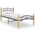 Estructura de cama madera maciza roble metal negro 100x200