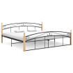 Estructura de cama metal y madera maciza de roble 200x200 cm