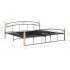 Estructura de cama metal y madera maciza de roble 200x200