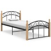 Estructura de cama metal y madera maciza de roble 90x200 cm