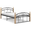 Estructura de cama metal y madera maciza de roble 120x200 cm