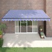 Toldo retráctil automático azul y blanco 4x3 m