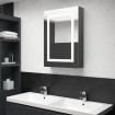 Armario de baño con espejo y LED gris 50x13x70 cm