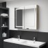 Armario de baño con espejo y LED color roble 80x12x68