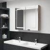 Armario de baño con espejo y LED color roble 80x12x68 cm