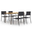 Set de muebles de comedor de jardín 5 piezas ratán PE negro