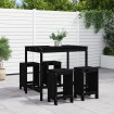 Set de mesa y taburetes altos jardín 5 piezas madera pino negro