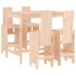 Set de mesa y taburetes altos jardín 5 pzas madera maciza