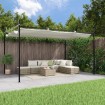 Pérgola con cubierta retráctil color crema 395x292x230 cm