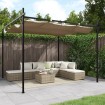 Pérgola con cubierta retráctil gris taupe 295x292x230 cm