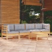 Juego de muebles de jardín 5 pzas y cojines madera maciza pino