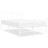 Estructura cama metal con cabecero y estribo blanco 120x190