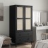 Armario SENJA aspecto de ratán madera pino negro 90x55x175