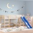 Cama alta para niños con tobogán madera maciza pino 90x200