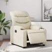 Sillón reclinable eléctrico de cuero sintético crema