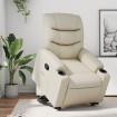 Sillón reclinable elevable cuero artificial color crema