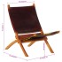 Silla de relax plegable cuero auténtico marrón