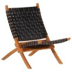 Silla de relax plegable cuero auténtico negro