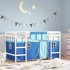 Cama alta para niños con cortinas madera pino azul 80x200