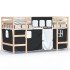 Cama alta niños con cortinas madera pino blanco negro 90x190