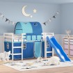 Cama alta para niños con túnel madera pino azul 90x190 cm