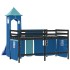 Cama alta para niños con torre madera pino azul 90x200