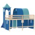 Cama alta para niños con torre madera pino azul 80x200