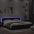 Estructura de cama cabecero y luces LED negra 180x200