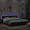 Estructura de cama cabecero y luces LED negra 180x200 cm