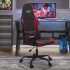 Silla gaming de masaje cuero sintético negro y rojo vino