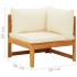 Set muebles de jardín 2 pzas cojines crema madera de